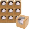 Gcardist Brown Cupcake Boxes Individual Cupcake Container 35Pcs 8.9x8.9x8.9cm Auto-Pop