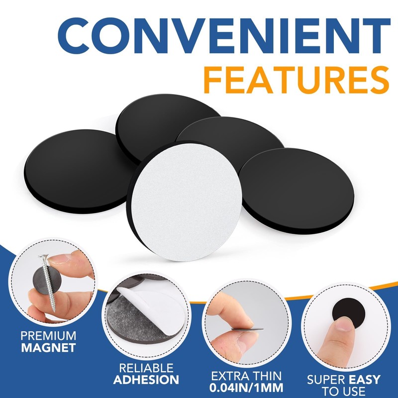 DIYMAG 0.8" x 0.04" 80 Pack Magnetic Dot with Adhesive