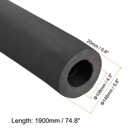 PATIKIL 74.8"L x 4-1/4"ID x 0.8"T Pipe Insulation Foam Tube, Water Pipe Insulation Tubing Heat Preservation for Plumbing Water AC Pipe Sprinkler Spigot, Black
