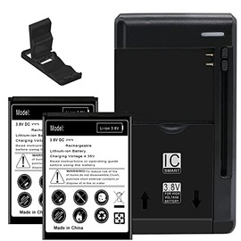 AceSoft Long Lifespan Rechargeable Li_ion Extra 2X 1800mAh Battery Universal USB/AC Desktop Charger Folding Bracket Compatible with Doro D7050TL