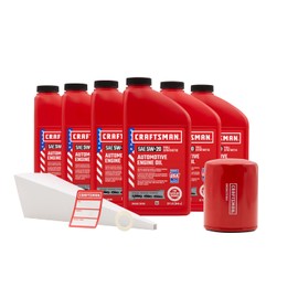 CRAFTSMAN 6 Quart 5W-20 Full Synthetic Oil Change Kit compatible with Ford F-150, F-250, F-350 -In The Kit: 6 Quarts of Oil, 1 Filter, 1 Drain Plug Gasket, 1 Oil Change Sticker (CMXOKLT400120)