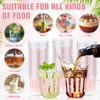 50 Pcs Pink Striped Plastic Cups Disposable 12oz