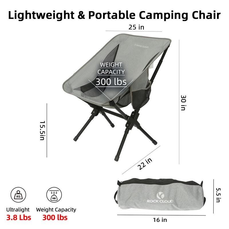 ROCK CLOUD Portable Camping Chair Ultralight Folding Camp Chairs Outdoor