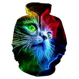Linnhoy Animal Hoodies for Men Women Graphic Sweatshirts Adult 3D Colorful Hooded Hoodie Funny Print Hoody Pullover with Pocket Size XX-Large