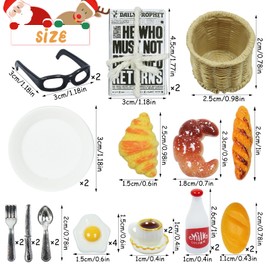 Zkaoai Miniature Gnome Accessories, 24-Piece Dollhouse Gnome Door, Breakfast Set, 1:12 Dollhouse, Miniature Food and Drink, Miniature Gnome Accessories, Christmas Kitchen Accessories, Food Decoration