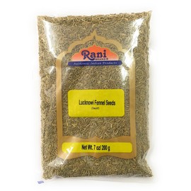 Rani Fennel Lucknowi Seeds (Fine Small Fennel) Whole Spice 7oz (200g) All Natural ~ Gluten Friendly | NON-GMO | Vegan | Indian Origin