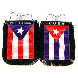 Cuban Cuba flag Puerto Rico Rican Boricua flags Latino South American Central Caribbean Latina Quality Mini Banners flags (Cuban & Boricua)