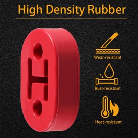 FUSCH 4PCS Red Rubber Universal Exhaust Tail Pipe Mount Bushings, Insulator Material, High Density Bracket Hangers