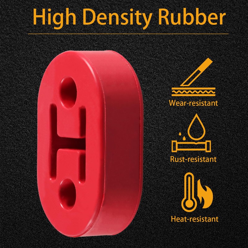 FUSCH 4PCS Red Rubber Universal Exhaust Tail Pipe Mount Bushings,