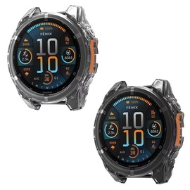 SEIAIYG Case Compatible with Garmin Fenix 8 47 mm, Pack of 2, Soft TPU Shockproof Protective Case for Watch Bezel - Black + Transparent