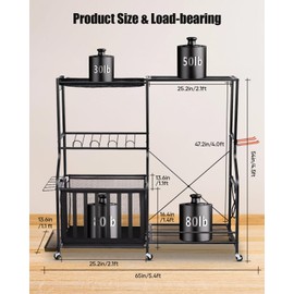 EXTCCT Garage Sports Equipment Organizer with Wheels - Golf Bag Storage Rack and Ball Storage Bins, Heavy Duty Rolling Garage Organizer System with Basket and Hooks for Indoor/Outdoor Sports Gear