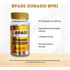 BPRI BPASS BPRI Dorado, Pack de Suplemento Herbal con 30 Cápsulas de 500 mg                                                                           