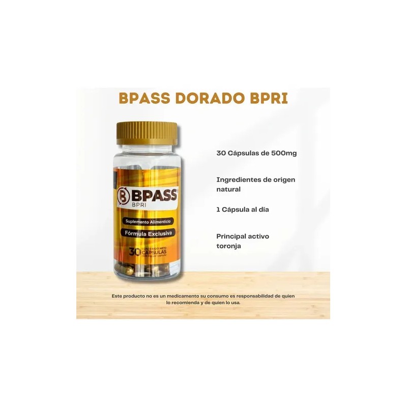 BPRI BPASS BPRI Dorado, Pack de Suplemento Herbal con 30