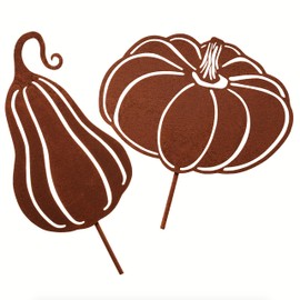 Deko Kind - Rusty Pumpkin Set of 2 - Premium Patina Quality - Weather Resistant - Rust Garden Stake - Metal Pumpkin - Wall Decoration - Rust Decoration - Pumpkin Decoration - Pumpkin for Inserting