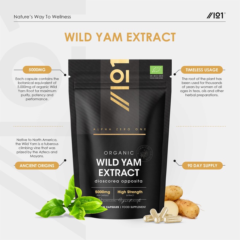 Organic Wild Yam Extract 5000mg - High Strength 10:1 Dioscorea