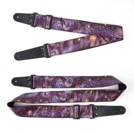 QIELIZI Adjustable Guitar Strap Includes 2 Strap Locks & 2 Matching Picks & 1 Picks Holder & 1 leather Strap Button.Leather ends Guitar Shoulder Strap(1-Starry Sky2)