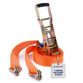 Dawnerz Tie Downs Ratchet Straps 2 inch X 20 ft - Heavy Duty Ratchet Strap with Double J Wire Hooks 11000 Lb Breaking Strength - Cargo Tie Down for Truck and Trailer