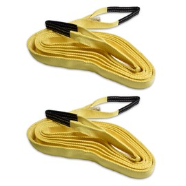 2X HiGear Tow Strap 9 Ton 2x20 Recovery Tree Saver Winch 2" x 20' Off-Road Car Truck SUV ATV UTV Towing UV Resistant Polyester Reinforced Loop Ends Capacity 5000 lbs WLL 20,000 lbs MBS by Alfa Wheels