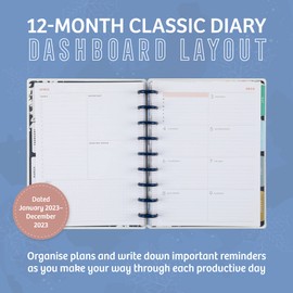 Happy Planner 2023 Daily Planner and Calendar, 12-Month Daily, Weekly, and Monthly Planner, Jan. 2023–Dec. 2023 Diary, Dashboard Layout, Ingrid Blooms Theme, Classic Size, 17.78 x 23.50 cm
