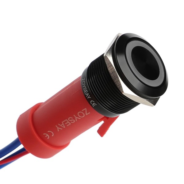 Zoyseay 22mm Push Button Switch 12VDC Black Anodized Aluminum 20A