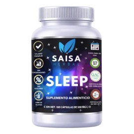 Suplemento Dormir 100 Cápsulas Sleep Saisa Herbal Melatonina Triptófano Valeriana Magnesio Natural Relajación