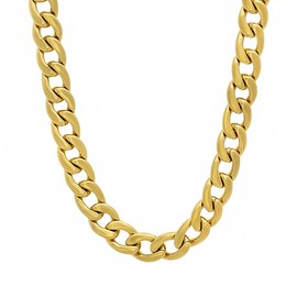 7mm 14k Yellow Gold Plated Flat Cuban Link Curb Chain Necklace, 36 inches