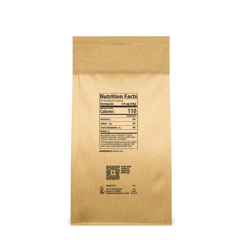 Pure Original Ingredients White Rice Flour (3 lb) Unbleached &