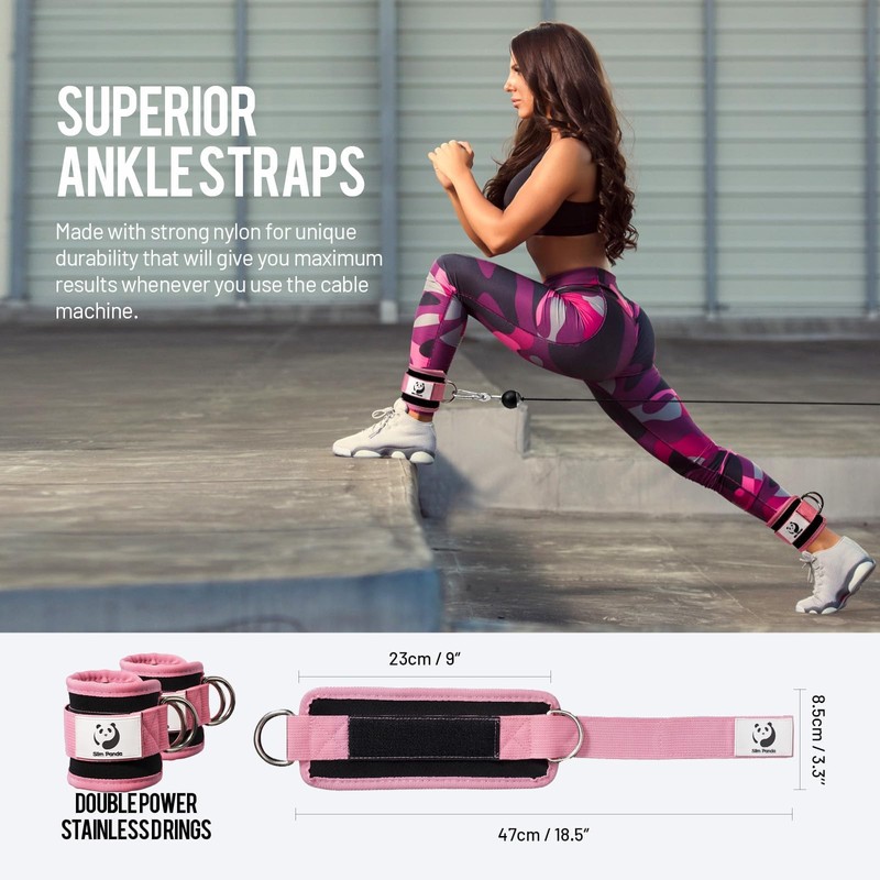 Slim Panda Ankle Strap for Cable Machine,Ankle Cuff for Kickbacks,