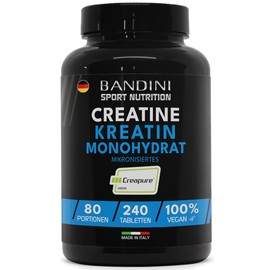 Bandini® Creatine CREAPURE® Monohydrate 240 Tabletten - Training, Sport, Gym und Pre Workout Supplement - 100% Vegan - Basierend auf Kreatin Monohydrat für ATP und Erholung