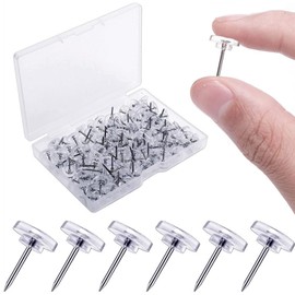 150 Pcs Clear Push Pins – Drawing Pins for Pinboard, Thumb Tacks for Bulletin Boards, Cork Boards & Maps – Transparent Plastic Head with Steel Point, Includes Storage Box – Ideal for Office & School