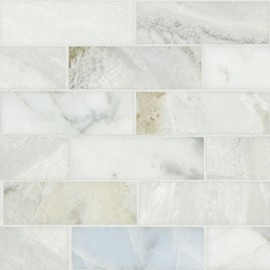 Tenedos HTC358 Alpine Sheen 2x6 Polished Marble Mosaic Tile for Bathroom Wall, Shower Accent, Fireplace Surround, Kitchen Backsplash (Box of 5 Sheets)