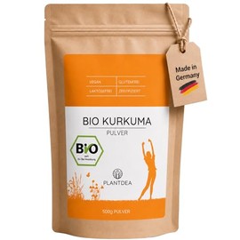 PlantDEA, Organic Turmeric Powder (500 g), 100% Organic Turmeric Powder, Finely Ground, Vegan & No Additives, For Drinks, Smoothies & Kitchen