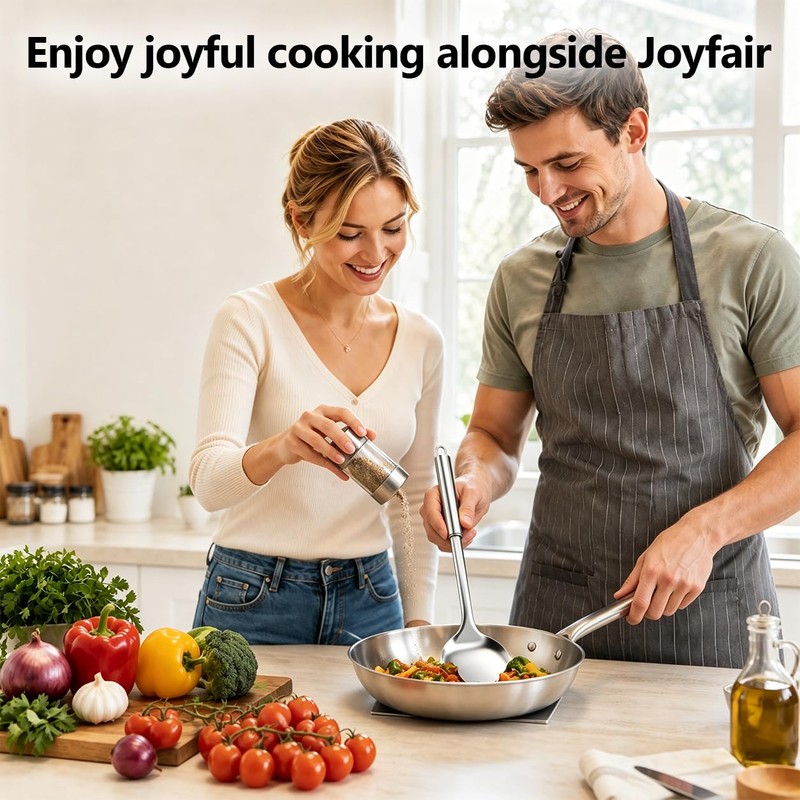 Joyfair 2Pcs Stainless Steel Spatula Set, Sturdy Solid & Slotted