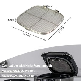 Stainless Steel Splatter Shield for Ninja AG301UK Foodi, Non-Stick Grill Griddle and Stainless Steel Splatter Screen, Air Fryer Accessories for Ninja Foodi (Splatter Shield)