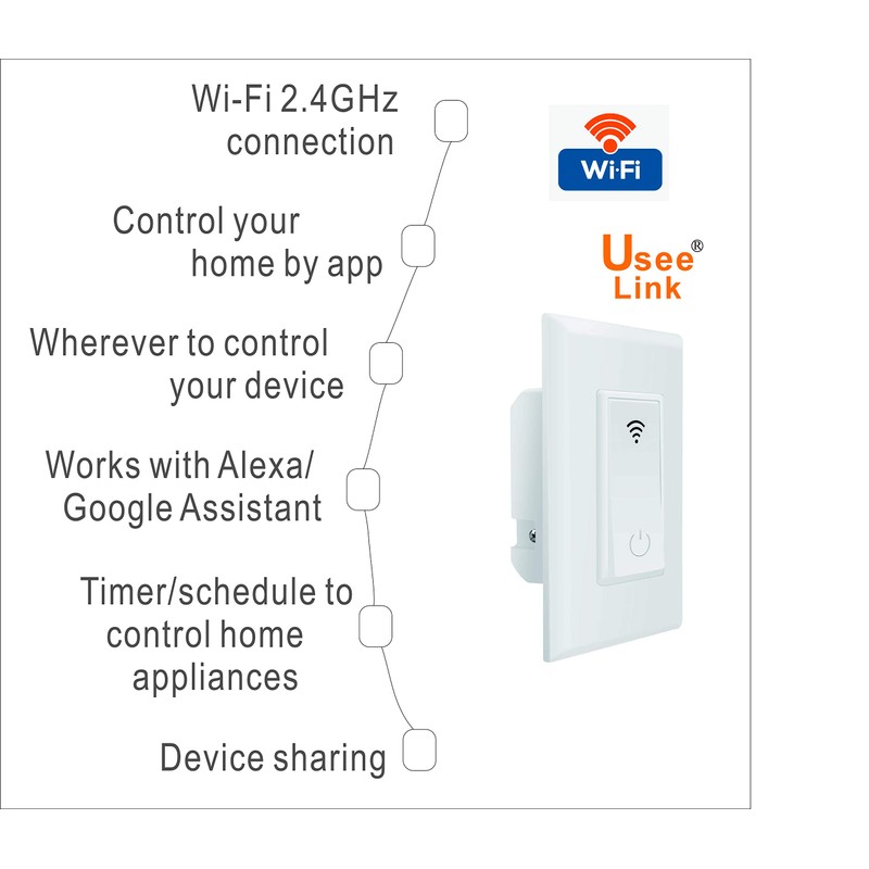 Useelink Tuya Smart Light Switch,WiFi smart wall light switch Compatible