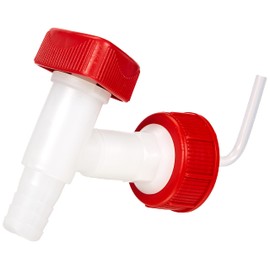 hünersdorff Drain tap for canister, thread DIN45, nozzle connection 19 mm or 3/4 inch, natural/red