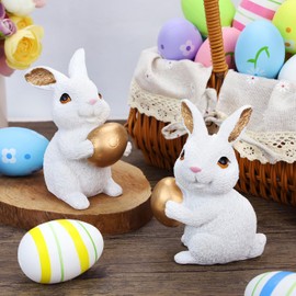 MAIBAOTA Polyresin Bunny Decor with Resurrection Eggs Easter Decoration for Home Spring Decoration for Home Table Decor Rabbit Figurines
