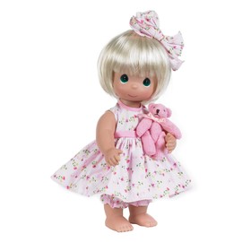 The Doll Maker Precious Moments Dolls, Linda Rick, Bear-Foot Blessings Blonde, 12 inch Doll