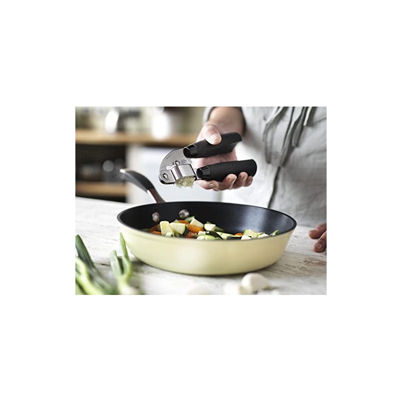 Stellar SureGrip Garlic Press, Stainless Steel, Black