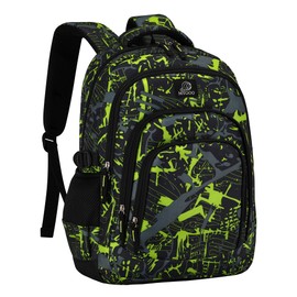 MYGOO Boys Dynamic School Backpack | Archibald Collection for Kids | 17" Height 24L | Camo Green