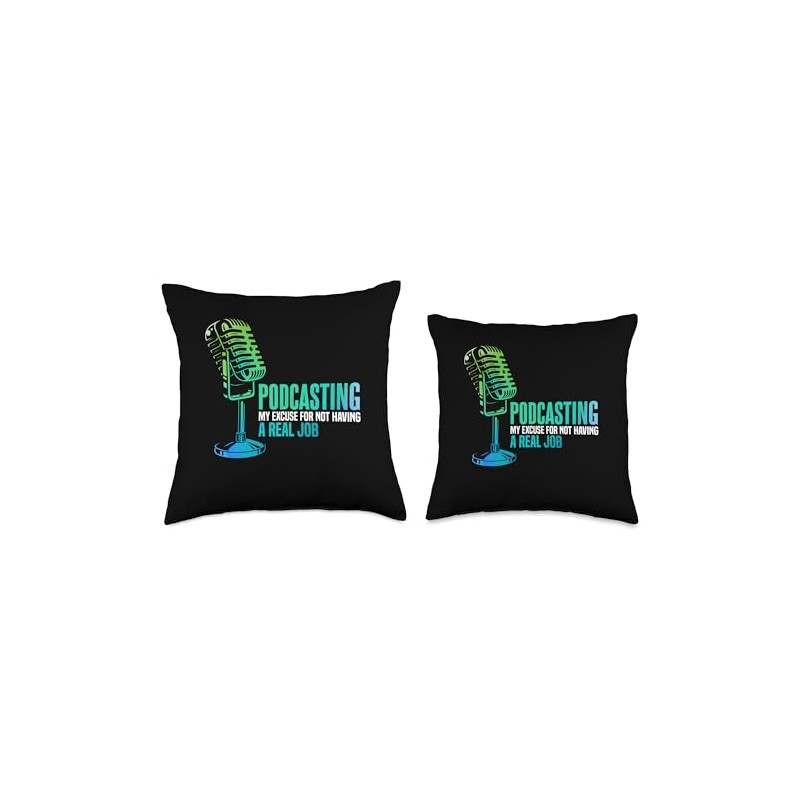Radio Podcaster Podcast Microphone Throw Pillow