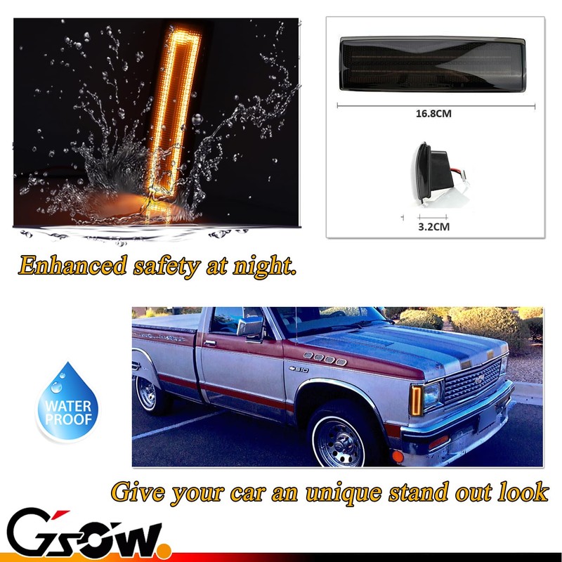 GSOWO 2 PCS LED Side Marker Lights Assembly for 1983-1994