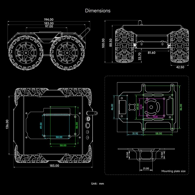 Waveshare Wave Rover Flexible and Expandable 4WD Mobile Robot Chassis,