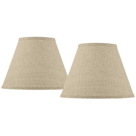 Springcrest - Set of 2 Empire Lamp Shades Fine Burlap Small 6inches Top x 12inches Bottom x 9inches Slant Spider with Replacement Harp and Finial Fitting - Springcrest