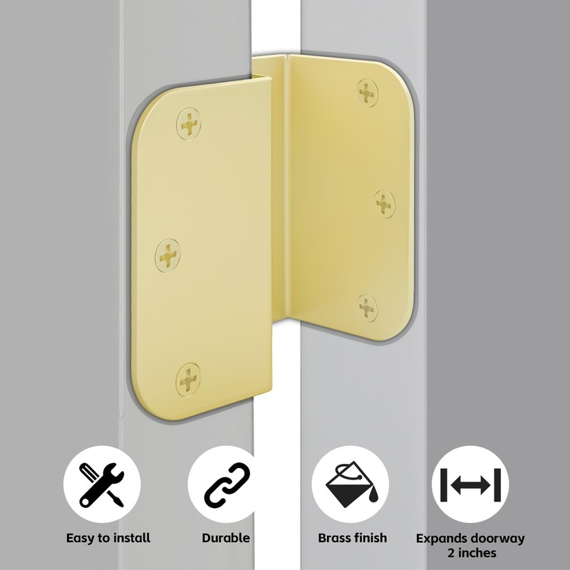 goldenwarm 3 Pack Gold Swing Clear Expandable Door Hinges 3.5inch