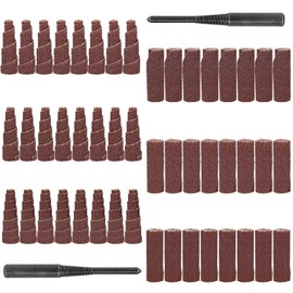 NuoDunco 50Pcs 1-1/2 Inch Sand Paper Abrasive Cartridge Rolls Cone Cylinder Rotary Flap Disc 1/4" Die Grinder Sanding Disc Grinding Bits Drum Sanders for Metal Wood Working