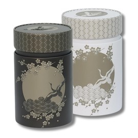 Komorebi Tin 150 g Each Set of 2 with Light and Shadow Motifs Elaborately Varnished Inner Lid and Slip Lid Tea Coffee Container Diameter 7.5 cm Height 11.7 cm Volume Approx. 520 ml