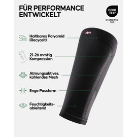 DANISH ENDURANCE Calf Compression Socks Without Foot (1 | 3 Pairs), Calf Brace, Compression Sleeves, 21-26 mmHg, for Men and Women, 1 pair black/grey