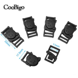 CooBigo 25pcs 3/8" (11mm) Cat-Head Plastic Safty Breakaway Buckles for Bra Cat Dog Collar Paracord FLC124(Mix-s)