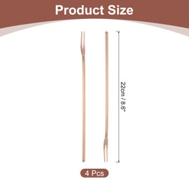 sourcing map 4 Pcs Pickle Fork, 8.6 Inch Olive Fork with Long Handle, Stainless Steel Cocktail Forks, 2-Tine Fork for Dessert Cocktail Fruit and Vegetable Rose Gold